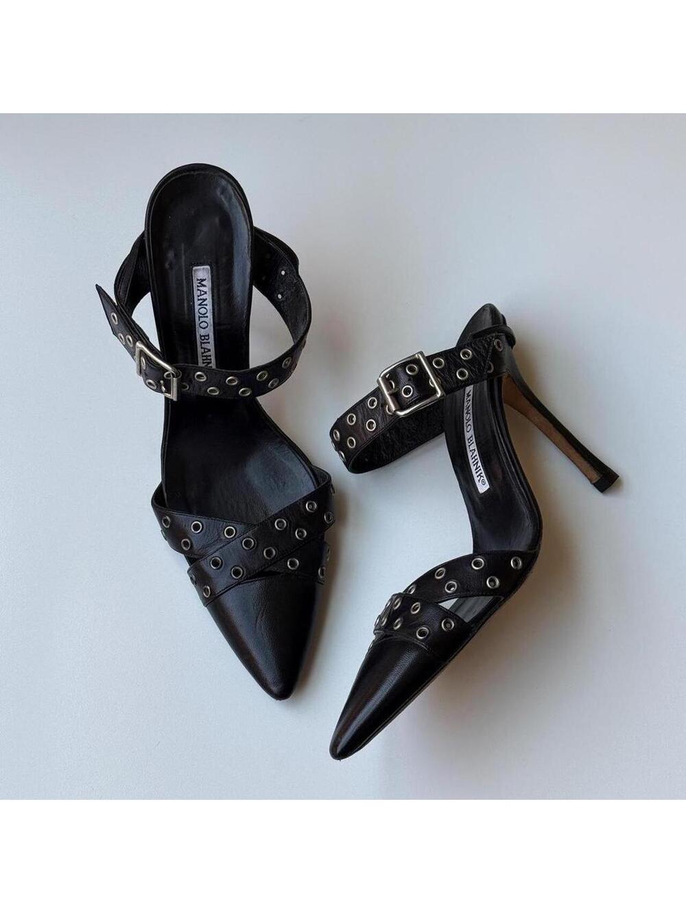 Vintage Manolo Blahnik Studded Pointed Toe Heels